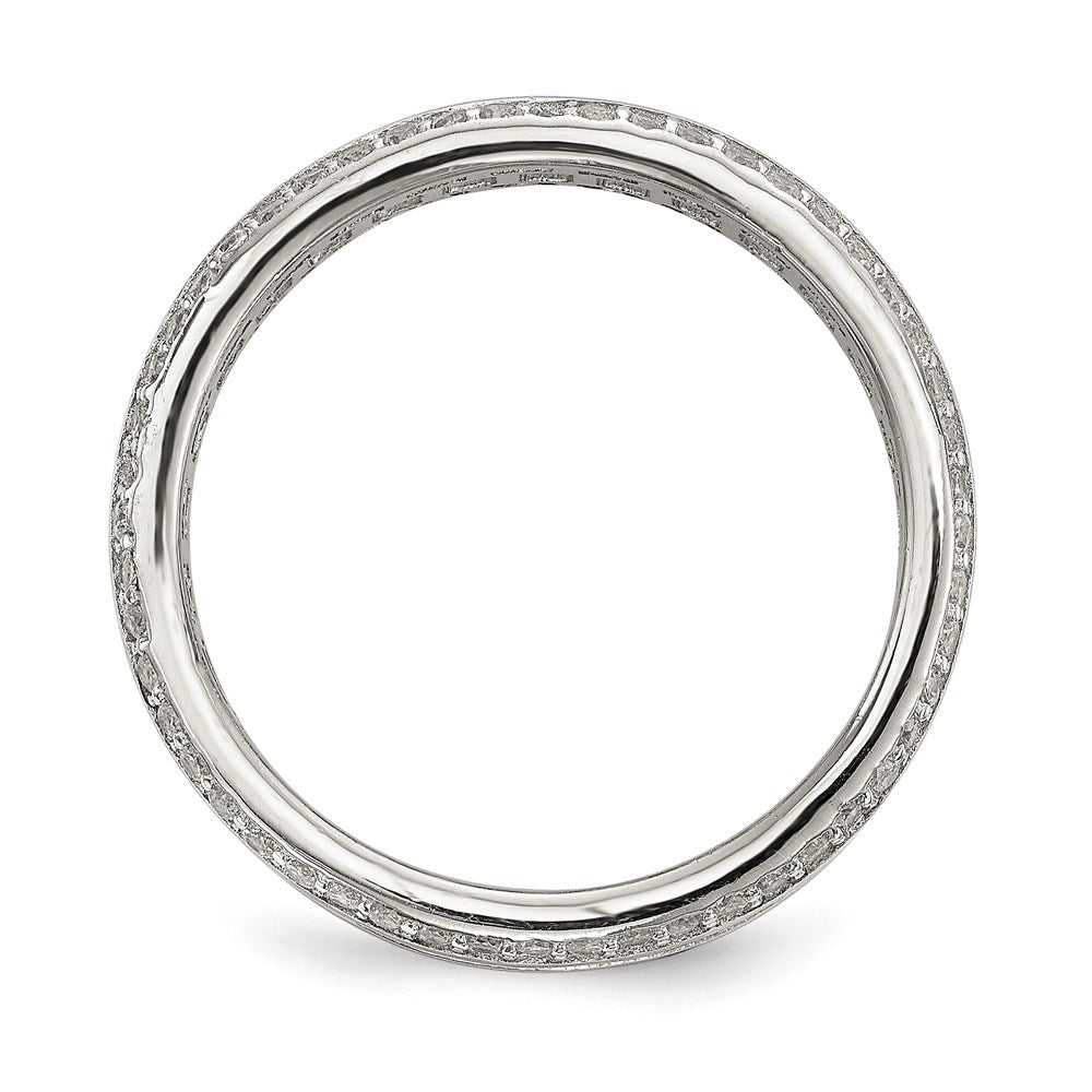 Sterling Silver Rhodium-plated Baguette & Round CZ Eternity Ring - Product Photo