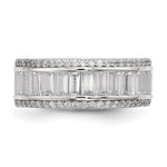 Sterling Silver Rhodium-plated Baguette & Round CZ Eternity Ring - Product Photo