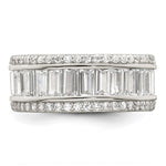 Sterling Silver Rhodium-plated Baguette & Round CZ Eternity Ring - Product Photo