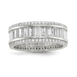 Sterling Silver Rhodium-plated Baguette & Round CZ Eternity Ring - Product Photo