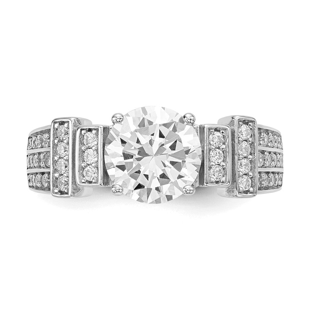 Sterling Silver Rhodium-plated CZ Tiered Pavé Ring - Product Photo