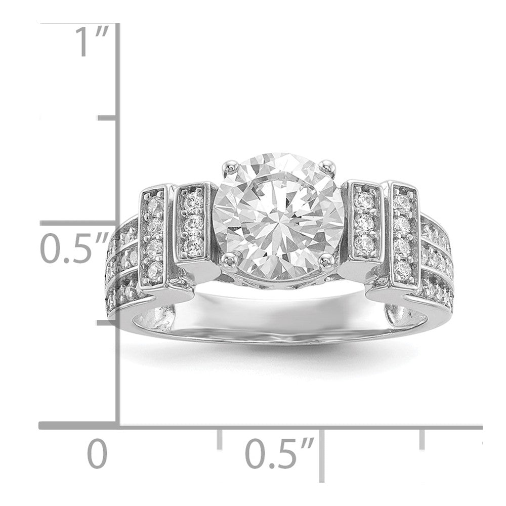 Sterling Silver Rhodium-plated CZ Tiered Pavé Ring - Product Photo