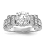 Sterling Silver Rhodium-plated CZ Tiered Pavé Ring - Product Photo