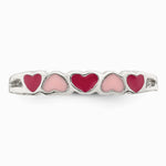 Sterling Silver Rhodium-plated Children's Enameled Hearts Ring - Product Photo