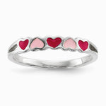 Sterling Silver Rhodium-plated Children's Enameled Hearts Ring - Product Photo