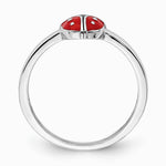 Sterling Silver Rhodium-plated Polished & Enameled Ladybug Children's Ring - Product Photo