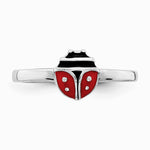 Sterling Silver Rhodium-plated Polished & Enameled Ladybug Children's Ring - Product Photo
