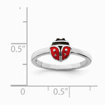 Sterling Silver Rhodium-plated Polished & Enameled Ladybug Children's Ring - Product Photo
