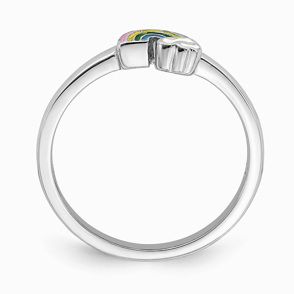 Sterling Silver RH-plated Multi-color Enameled Rainbow Children's Ring - Product Photo