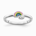 Sterling Silver RH-plated Multi-color Enameled Rainbow Children's Ring - Product Photo