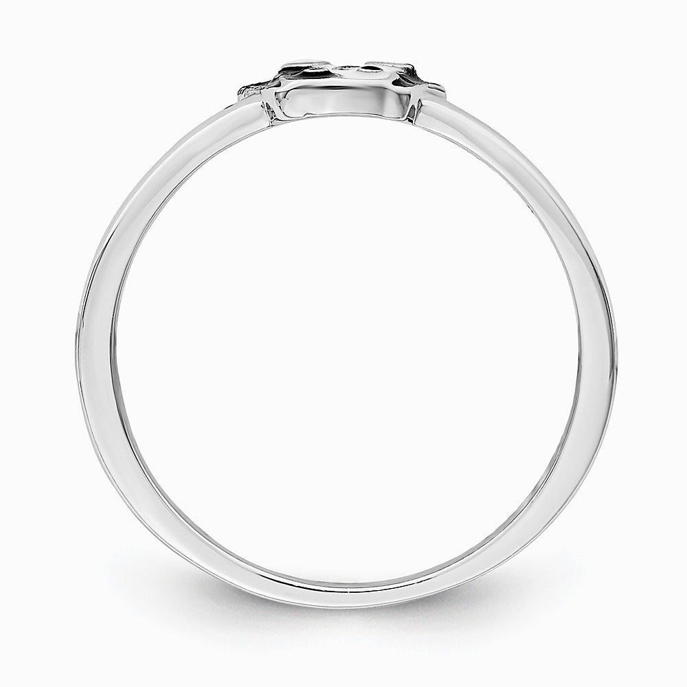 Sterling Silver RH-plated Black & White Enameled Puppy Children's Ring - Product Photo