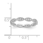 Sterling Silver Rhodium-plated Fancy Scalloped CZ Band - Product Photo