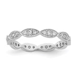 Sterling Silver Rhodium-plated Fancy Scalloped CZ Band - Product Photo
