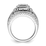 Sterling Silver Rhodium-plated CZ Square Cut 3 Piece Set Ring - Product Photo