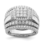 Sterling Silver Rhodium-plated CZ Square Cut 3 Piece Set Ring - Product Photo