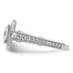 Sterling Silver Rhodium-plated 8mm Center CZ Halo Ring - Product Photo