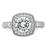 Sterling Silver Rhodium-plated 8mm Center CZ Halo Ring - Product Photo