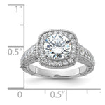 Sterling Silver Rhodium-plated 8mm Center CZ Halo Ring - Product Photo
