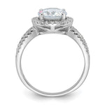Sterling Silver Rhodium-plated Halo 8mm Center CZ Ring - Product Photo