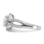 Sterling Silver Rhodium-plated Halo 8mm Center CZ Ring - Product Photo