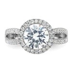 Sterling Silver Rhodium-plated Halo 8mm Center CZ Ring - Product Photo