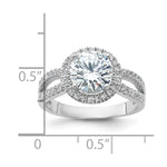 Sterling Silver Rhodium-plated Halo 8mm Center CZ Ring - Product Photo