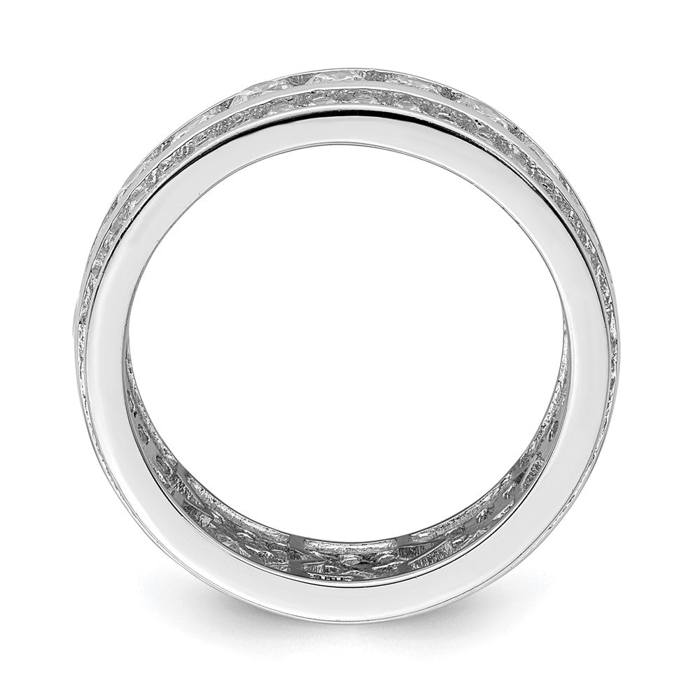 Sterling Silver Rhodium-plated CZ 3-row Eternity Ring - Product Photo