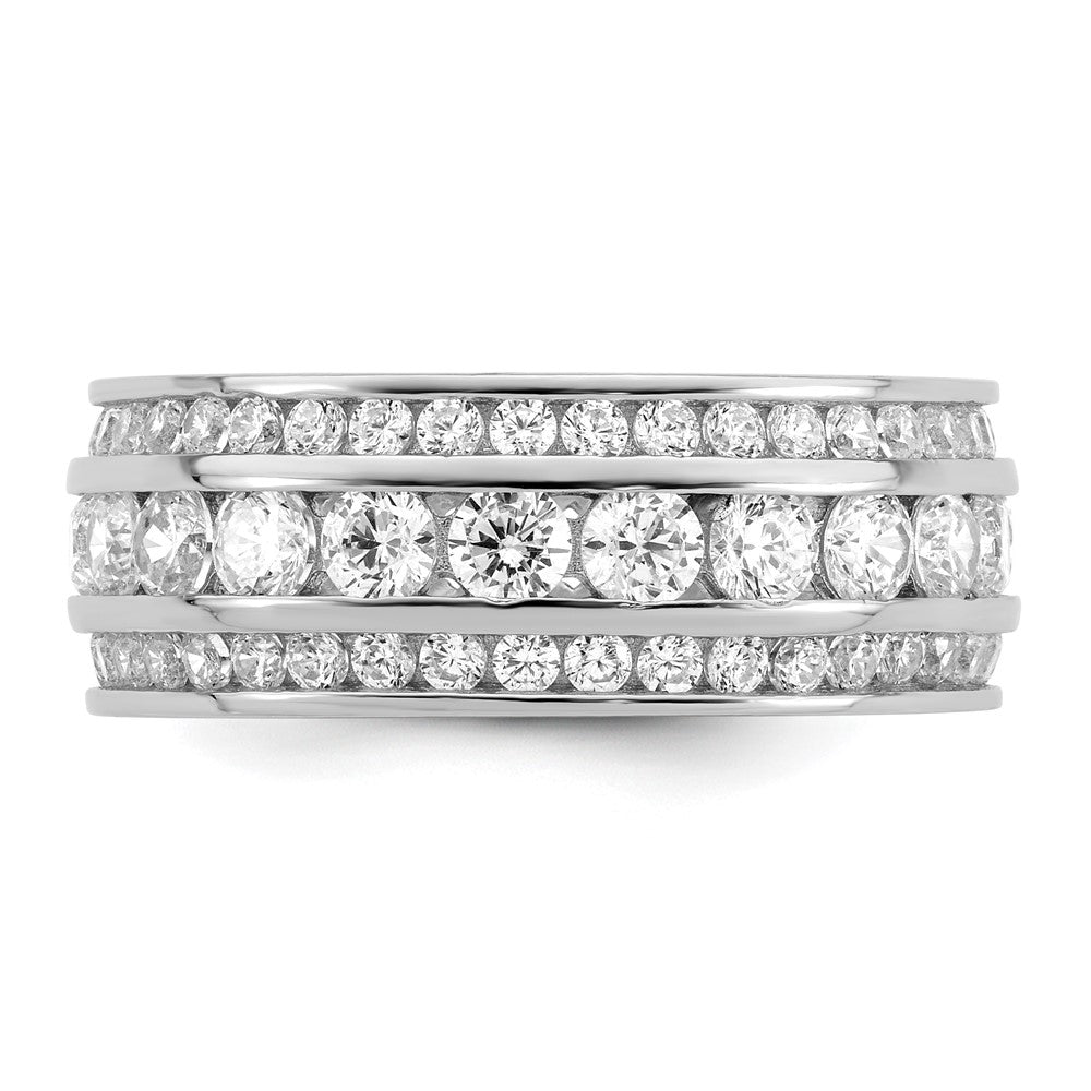 Sterling Silver Rhodium-plated CZ 3-row Eternity Ring - Product Photo