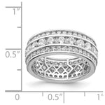 Sterling Silver Rhodium-plated CZ 3-row Eternity Ring - Product Photo