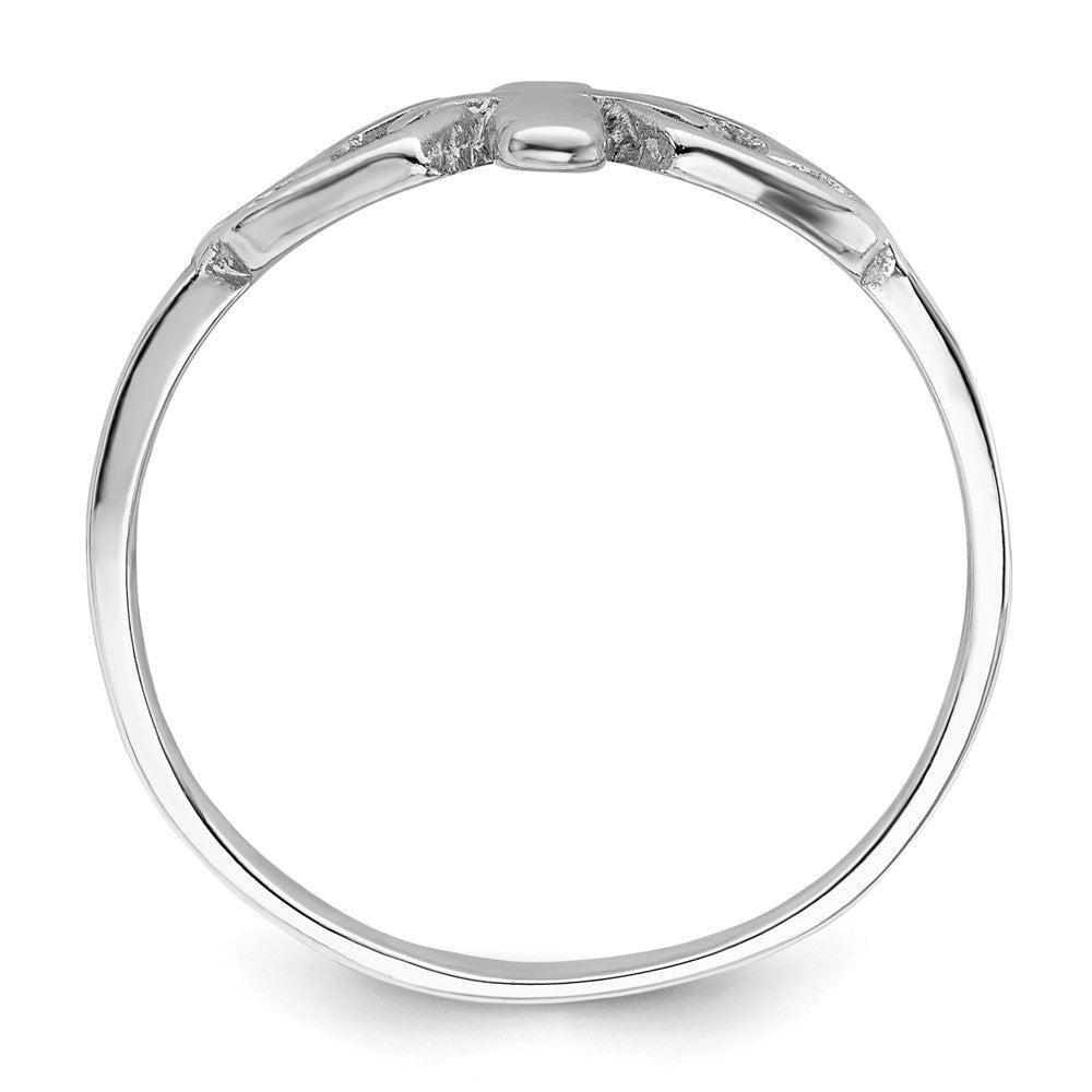 Sterling Silver Rhodium plated Hearts & Cross Ring - Product Photo