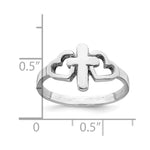 Sterling Silver Rhodium plated Hearts & Cross Ring - Product Photo