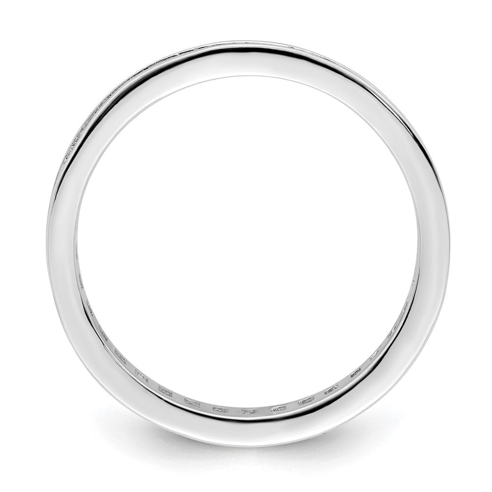 Sterling Silver Polished Rhodium-plated Channel Set CZ Band - Product Photo