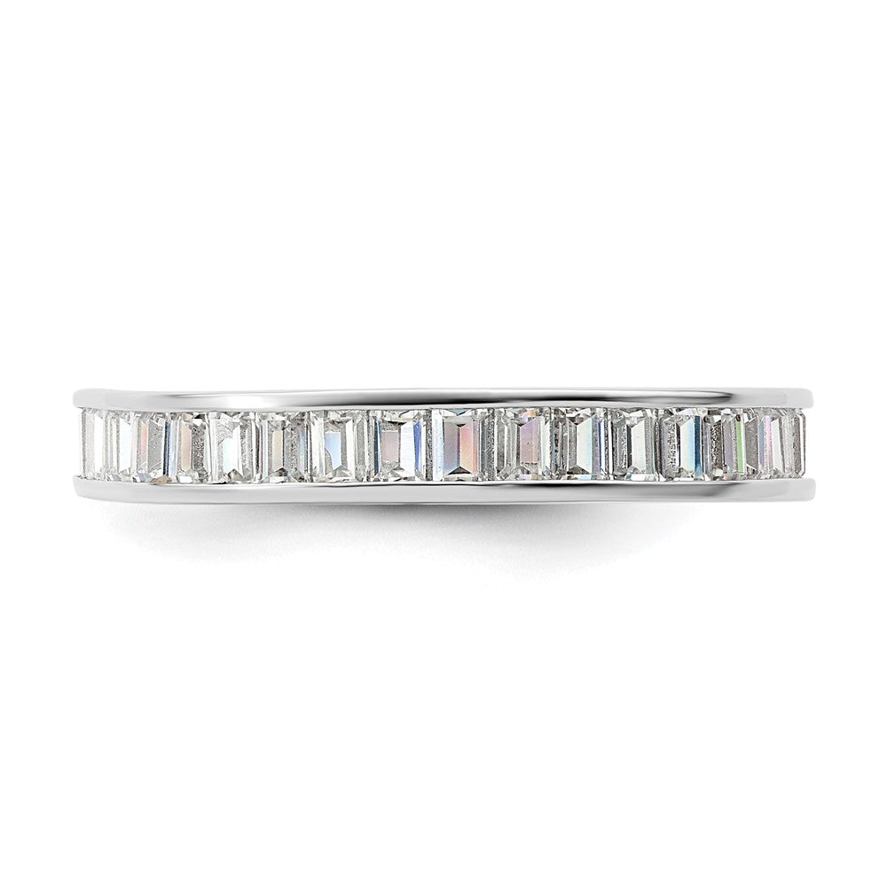 Sterling Silver Polished Rhodium-plated Channel Set CZ Band - Product Photo