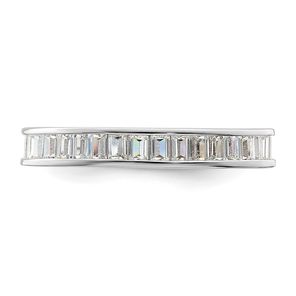 Sterling Silver Polished Rhodium-plated Channel Set CZ Band - Product Photo
