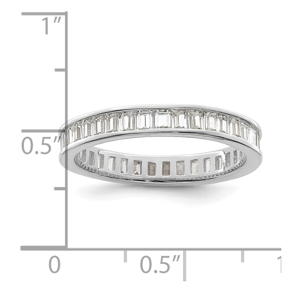 Sterling Silver Polished Rhodium-plated Channel Set CZ Band - Product Photo