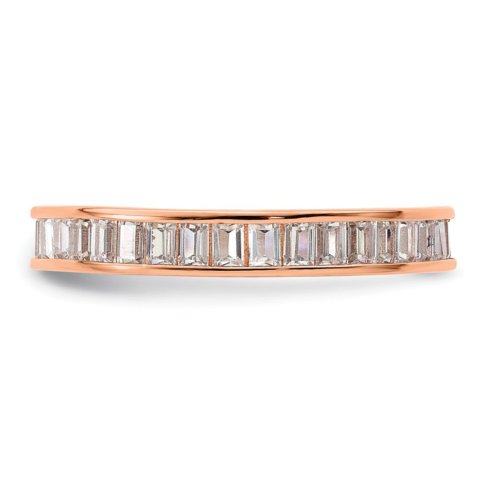 Sterling Silver Polished Rose-tone Channel Set CZ Band - Product Photo