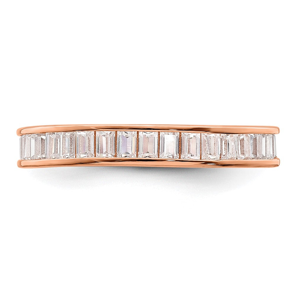 Sterling Silver Polished Rose-tone Channel Set CZ Band - Product Photo