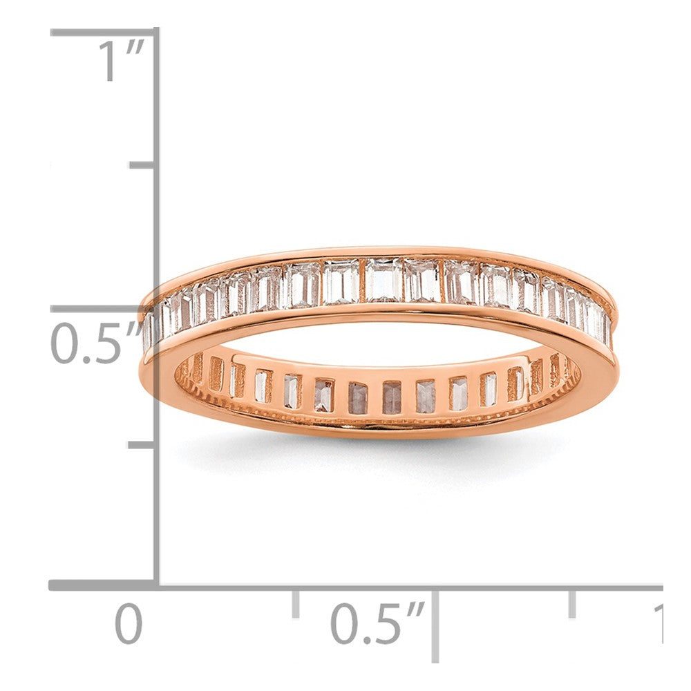 Sterling Silver Polished Rose-tone Channel Set CZ Band - Product Photo