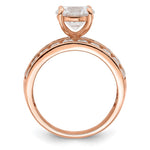 Sterling Silver Polished Rose-tone 3 Row CZ Ring - Product Photo