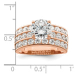Sterling Silver Polished Rose-tone 3 Row CZ Ring - Product Photo