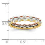 Sterling Silver Rose & Gold-tone Marquise CZ Eternity 3 Ring Set - Product Photo