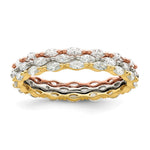Sterling Silver Rose & Gold-tone Marquise CZ Eternity 3 Ring Set - Product Photo