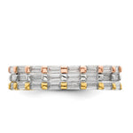Sterling Silver Rose & Gold-tone Baguette CZ Eternity 3 Band Set - Product Photo