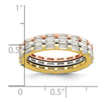 Sterling Silver Rose & Gold-tone Baguette CZ Eternity 3 Band Set - Product Photo