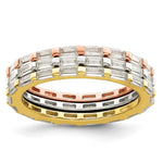 Sterling Silver Rose & Gold-tone Baguette CZ Eternity 3 Band Set - Product Photo