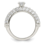 Sterling Silver Polished Pave CZ Wedding Ring Set - Product Photo