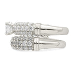 Sterling Silver Polished Pave CZ Wedding Ring Set - Product Photo