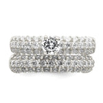 Sterling Silver Polished Pave CZ Wedding Ring Set - Product Photo