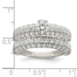 Sterling Silver Polished Pave CZ Wedding Ring Set - Product Photo
