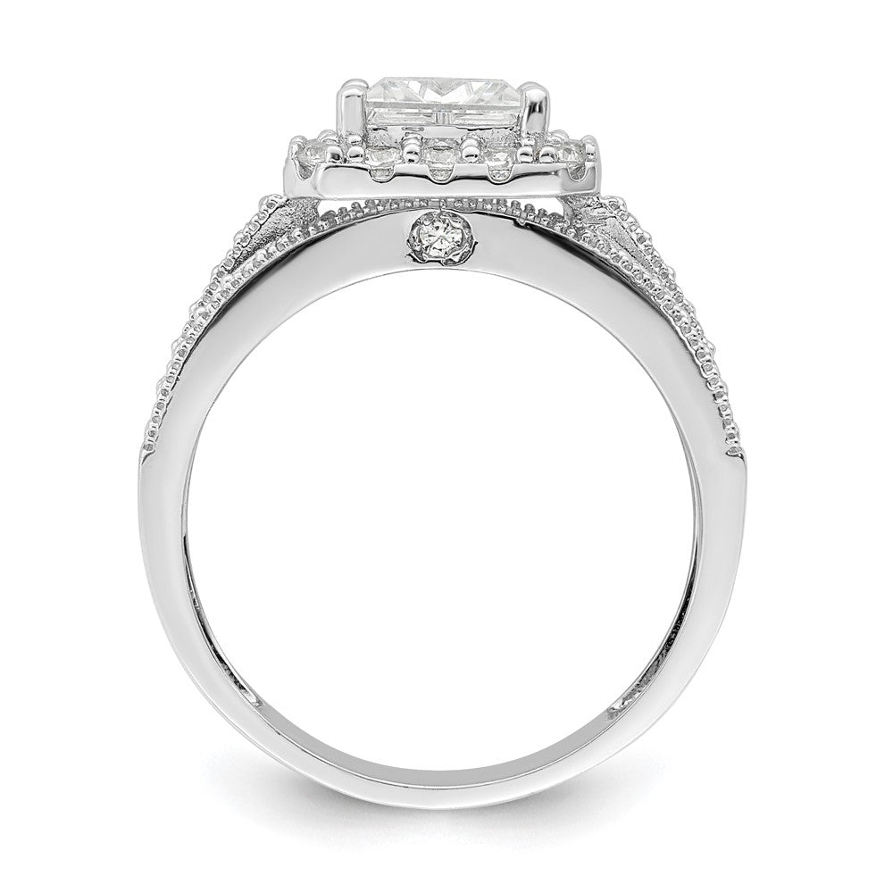 Sterling Silver Rhodium plated CZ 3 piece Bridal Ring Set - Product Photo